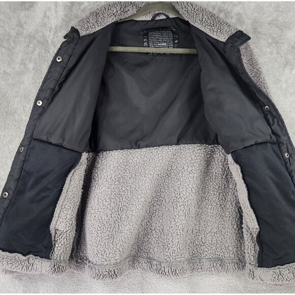 Steve Madden Sherpa Jacket Womens Medium Gray Black Quilted Snap On Outdoor - Picture 3 of 12